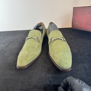 Mezlan Olive Green Suede Loafers